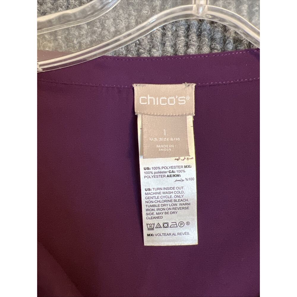 Chicos Womens Blouse Size 8/10 Purple Embroidered Boho Tassels Long Sleeve - Picture 5 of 7